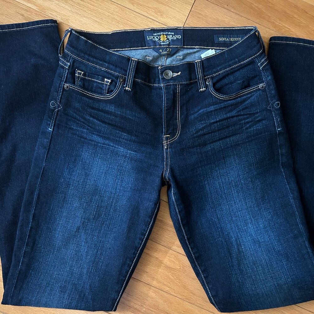 Lucky Brand Sofia Skinny Denim Jeans 4/27 dark wash EUC